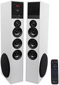 Rockville TM150W White Powered Home Theater Tower Speakers 10" Sub/Bluetooth/USB