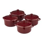 Barbary & Oak BO875008RED Foundry 10cm Mini Ceramic Casseroles, Set of 4 in Bordeaux Red