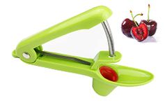 Becho Cherry Pitter Olive Pitter and Cherry Stone Remover with Food-Grade Silicone Cup Lengthened Splatter Shield (Green)