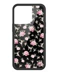 Wildflower Cases - Black & Pink Floral Case, Compatible with Apple iPhone 13 Pro | Vintage, Black, Pink, Trendy, Cute - Protective Black Bumper, 4ft Drop Test Certified, Women Owned Small Business