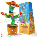 Ayeboovi Dancing Talking Cactus Toys for Baby Boys and Girls, Kids Adjust Volume Singing Record Repeating What You Say Sunny Cactus Mimicking Toy Easter Gifts Light Up Plush Toy with 120 English Songs