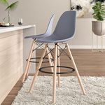 My Art Design- 1 Bar Stool Eiffel Natural Wood Bar Stool- 28 Inch Seat Height Bar Chair For Home Kitchen Office Cafe Hotel Restaurant (Grey), Orange