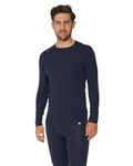 DANISH ENDURANCE Base Layers Men, Long Sleeve Top, Merino Wool, Thermals Men, Warm Winter Thermal Underwear, with or Without a Zipper, Dark Navy, XL