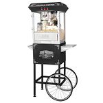 Great Northern Popcorn Black Lincoln Antique Style Popcorn Popper Machine Complete with Cart and 8-Ounce Kettle