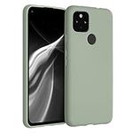 kwmobile Case Compatible with Google Pixel 4a 5G Case - Soft Slim Protective TPU Silicone Cover - Gray Green