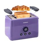 FUMATO 1000W Pop Up Toaster 2 Slices Automatic | Premium Bread Toaster- 6 Modes, Removable Crumb Tray, Extra Wide Slots | Cute Electric Toaster with Cancel, Reheat & Defrost | 1 Yr Warranty- Purple