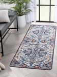 Lahome Washable Runner Rug, 2x5 Bohemian Kitchen Rug Runner Low Pile Bathroom Runner Rugs with Rubber Backing, Printed Throw Carpet Runner for Laundry Room Hallway Bedside, Blue Purple/Multi