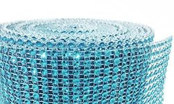 LolaSaturdays 4.5x 30FT Diamond Rhinestone Ribbon Wrap Roll- Cake and party decoration (Diamond, Turquoise)