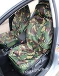 Carseatcover-UK GREEN Camouflage Camo Waterproof Car Seat Covers - 2 x Fronts