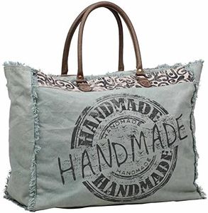 Myra Bag Handmade Upcycled Canvas Weekender Bag S-1197