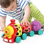 MOONTOY Baby Cars Toys for Babies 6-12 Months, Infant Toys Train Baby Boy Toys Soft Cars Ball Rattle Musical Toddler Truck for 1 2 Year Old, Development Gift for 7 8 9 10 18 Month Boy Girl