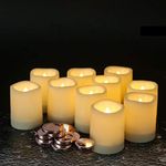 Eldnacele 12 Pack Flameless Waterproof Outdoor Battery Operated Votive Candles with Timer Realistic Bright Flickering Plastic Electric Candle Lights for Garden Lantern Festival Decor, 1.5’’x2’’