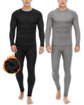 Roadbox 2 Pack Men's Thermal Underwear Long Johns Set - Winter Base Layer Warm Top and Bottom with Fleece Lined for Skiing Sports Cold Weather