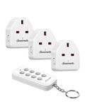 DEWENWILS Remote Control Plug Socket, Programmable & Expandable Wireless Light Switch, 13A/3120W, 30M Long Range, Remote Plug for Vacs, Lamp, 1 Remote 3 Sockets