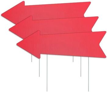 Red Arrow Signs with Stakes 16 x 5 Inches,This Way Directional Arrow Yard Signs,Wedding Yard Signs, Birthday Party Signs (3)