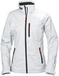 Helly Hansen Women's Crew Midlayer Fleece Lined Waterproof Windproof Breathable Rain Coat Jacket, 002 White, Large