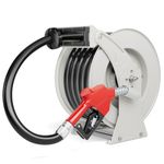 Fuel Hose Reel, 1" x 33' Retractable Fuel Hose Reel, 300 PSI Diesel Hose Reel Heavy-duty Steel Construction with Refueling Nozzle, Diesel Fuel Hose Reel Used for Aircraft Ship Vehicle Tanker Truck