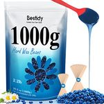 Bestidy Hard Wax Beads for Hair Removal - 1000g Waxing Beans for All Body and Bikini Areas (Blue)