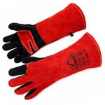 vclpower Welding Gloves 16 Inches 932°F Extreme Heat Fire Resistant Leather Forge Gloves for Mig, Tig, Stick, BBQ, Fireplace, Wood Stove, Furnace, Handling Dry Ice - Safety Work XL