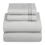 Hearth & Harbor Queen Size Sheets - 4 Piece Bed Sheet Set, Hotel Luxury Double Brushed Bed Sheets - Extra Soft Bedding Sheets & Pillowcases, Queen, Silver Grey