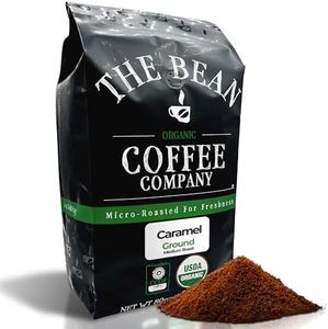 The Bean Organic Coffee Company Caramel, Medium Roast, Ground Coffee, 5-Pound Bag, Café molido tostado orgánico