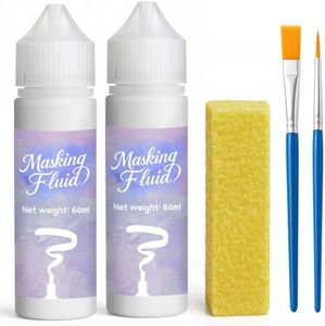 1DFAUL 120ml Masking Fluid for Watercolor Painting, Art Watercolor Masking Fluid Precise White Space, Easy Peel-Off, Water Based Latex, for Artists, Beginners, DIY Canvas Protection (White)