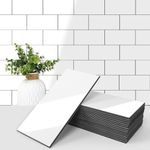 Art3d 102-Piece Peel and Stick Wall Tile for Kitchen Backsplash, Bathroom, Fireplace, 3in. × 6in. Stick on Subway Tile, Glossy White