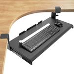 ErGear Keyboard Tray Under Desk, Corner Keyboard Tray with 45° Adjustable C Clamp for L Shaped Desk, Computer Keyboard & Mouse Tray Smooth Slide Out for Typing, 26.38" W x 11.61" D, Black