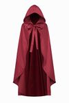 Regenboog Little Red Riding Hood Costume Cape Women Grils,Red Velvet Cape for Women,Halloween Costume Cape, Burgundy, 115cm/45inch