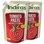 Indira's Tomato Paste (450Gm, Pack Of 2), 3X Stronger Than Tomato Puree, Add Rich Flavor & Color Of 100% Ripe Tomatoes To Make Your Dishes Tastier With Ease