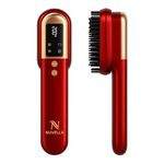 Nuvella Cordless Hair Straightening Brush | 3-in-1 Hair Straightener & Hair Brush Comb for Women | Electric Head Massager with Infrared Light Therapy for Hair Growth