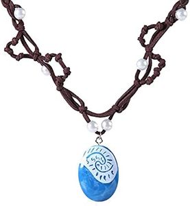 Wedity Ocean collar tejido a mano Moana colgante collar imitación perlas gargantilla collar fiesta suministros para mujeres y niñas