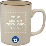 Custom El Grande Matte Ceramic Mugs 20 oz. Set of 12, Personalized Bulk Pack - Perfect for Tea, Espresso, Cappuccino, Hot Cocoa - Beige