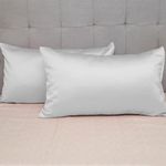 SleepyCat Satin Fabric Pillow Case with Envelope Closure - Pack of 2 | Wrinkle Free | Machine Washable, Steel Grey (Standard Size, 28x18 Inches)