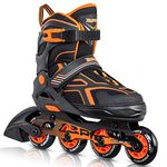 2pm Sports Torinx Orange Black Boys Adjustable Inline Skates, Fun Skates for Kids, Beginner Roller Skates for Girls, Men and Ladies - Medium (1Y-4Y US)