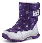 DADAWEN Boy's Girl's Outdoor Waterproof Cold Weather Snow Boots(Toddler/Little Kid/Big Kid) Purple Size: 11 M US Little Kid