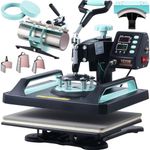 VEVOR 8 in 1 Heat Press Machine for T Shirts Hats Mugs Plates - 12x15 Swing Away Shirt Press Machine with 30 OZ Tumbler Press, Hat Press, Plate Press, Light Green