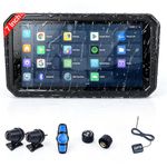 Aoocci U7 Motorcycle GPS Navigator with Dash Cam, 7 Inch IPS Touchscreen, Supports Wireless CarPlay and Android Auto, Dual 1080P Front & Rear Cameras, GPS with Offline Maps, TPMS Supported
