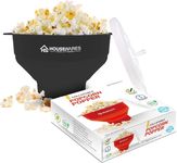 Collapsible Silicone Microwave Hot Air Popcorn Popper Bowl With Lid and Handles (Black)