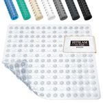 HITSLAM Shower Mat Non Slip Anti Mould, Bath Mat Anti Slip With Suction Cups and Drain Holes, Square Shower Mat for Inside Shower 53 x 53cm, Machine Washable Bath Mat for Tub, Clear