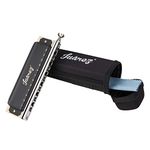 JUAREZ BlackBird JRH1248K Professional Chromatic Harmonica Key of C Scale | 12 Holes 48 Tones | Mouth Organ | Cover - Chrome-Plated Copper Board | Comb - ABS | Reed - Phosphor Bronze with Cloth