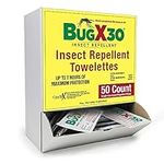 CoreTex Bug X 30 Mosquito, Tick, & Insect Repellent Wipes with 30% DEET - Pack of 50 Single-Use Bug Repellent Wipes for 7 Hours of Protection - Protects Against 12 Types of Insects