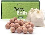 ecoKiwi Moth Balls 40 Pack - Cedarwood Moth Repellent - 100% Natural Cedar Balls Moth Repellent for Wardrobes - Cedar Oil Moth Repellent Anti Moth - Moth Treatment for House, Sandpaper & Cotton Bags