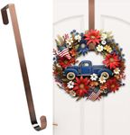 HOOSUN 4th of July Decorations Wreath Hangers for Front Door,14 Inches Metal Wreath Hook Holder for Spring Decor,20 Lbs Over The Door Wreath Hanger for Spring Patriotic Wreath Front Porch Decor