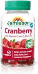 Jamieson Cranberry Gummy, 10,000 mg, 60 Cranberry Strawberry Flavoured Gummies, with Vitamin C and D-Mannose. Provides UTI Protection, Immune Support, Non-GMO, No Artificial Colours or Flavours