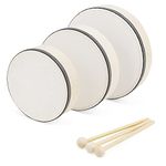 JOIKIT 3 Pack 6, 7, 8 Inch Hand Drum Set, Frame Drum with Beater, Wood Frame Drums with Drum Sticks for Music, Instrument