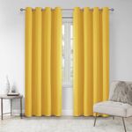 VEHEDE Extra Long Blackout Curtains for Living Room and Bedroom, Thermal Insulated Room Darkening Window Curtains for Sliding Door, W55 x L96 Inch, Mellow Yellow, 2 Panels