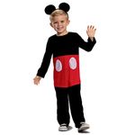 Disney Official Classic Mickey Mouse Costume Kids Includes Headband - Made with Super Soft Material - Christmas Mickey Mouse Halloween Fancy Dress for Kids and Toddlers Size S