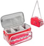 Hautton Carrying Case for Toniebox 2/1 Audio Player, Portable Travel Storage Organizer Bag for Tonies Starter Set, Figures, Headphones and Charging Station with Shoulder Strap and Handle -Red