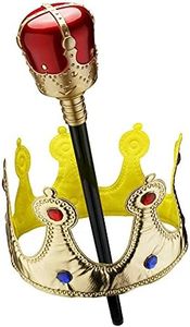 Dress Up America Crown for Kids - Kings Crown and Scepter Accessory Set - Gold Royal Crown for Children